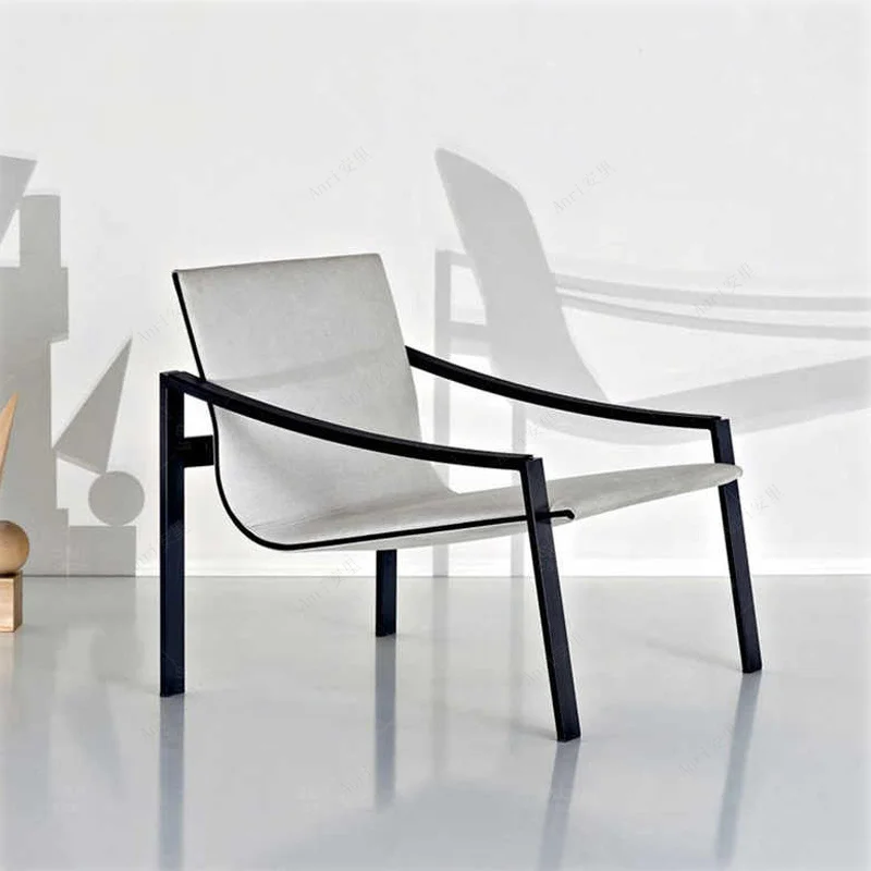 

Simple metal sofa chair creative designer line shape with armrest living room backrest casual chair Furniture Home Armchairs