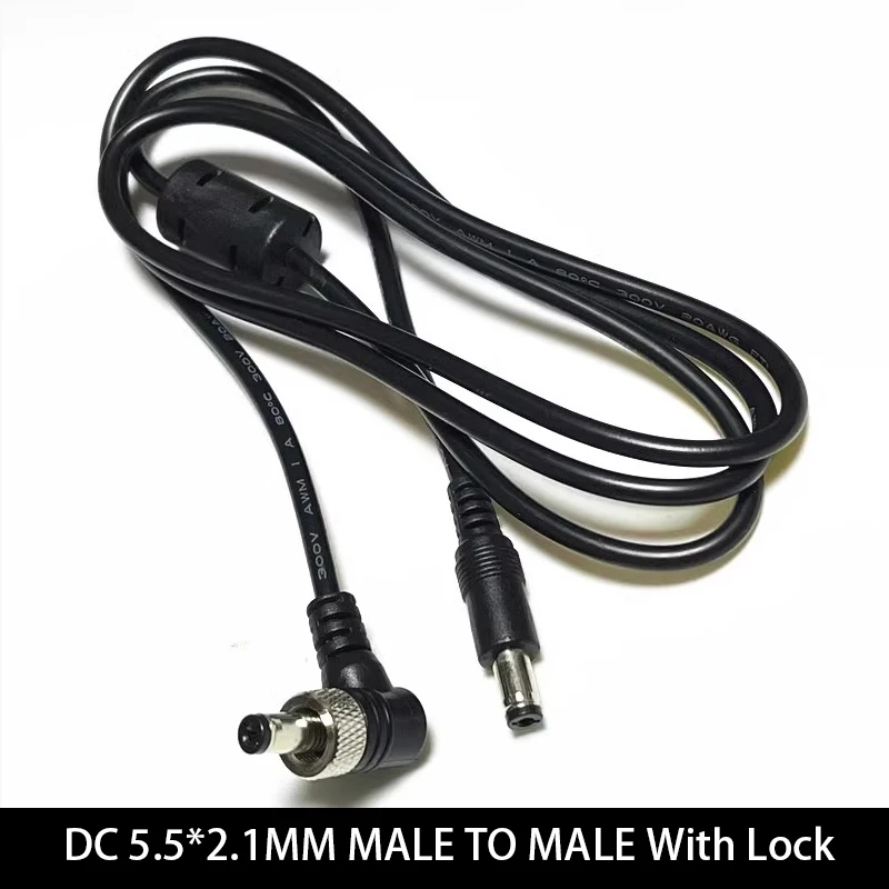 Eblow DC5.5*2.1mm Male to Male With Lock Power Cord All Copper 90Degree fixation Power Cables 1.2M For Monitor projector