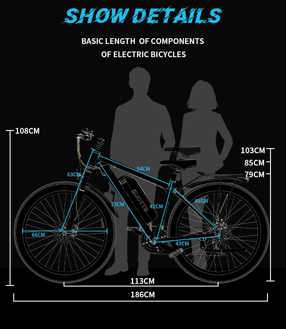 DUOTTS C29 الكبار دراجة كهربائية 750 واط موتور 48V15AH بطارية DUOTTS APP التحكم 29 بوصة الإطارات E-الدراجة 21 سرعة مدينة دراجة كهربائية #6