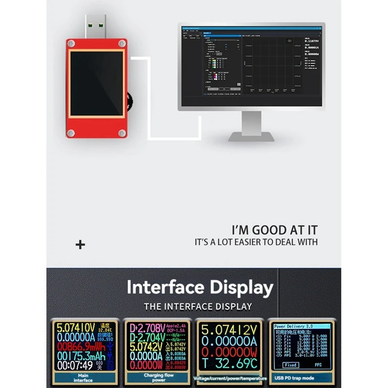 

KT002 Portable USB Tester Digital PD Voltage Deception Instrument Fast Charging Tester Charging Head Network Tester-ABVK