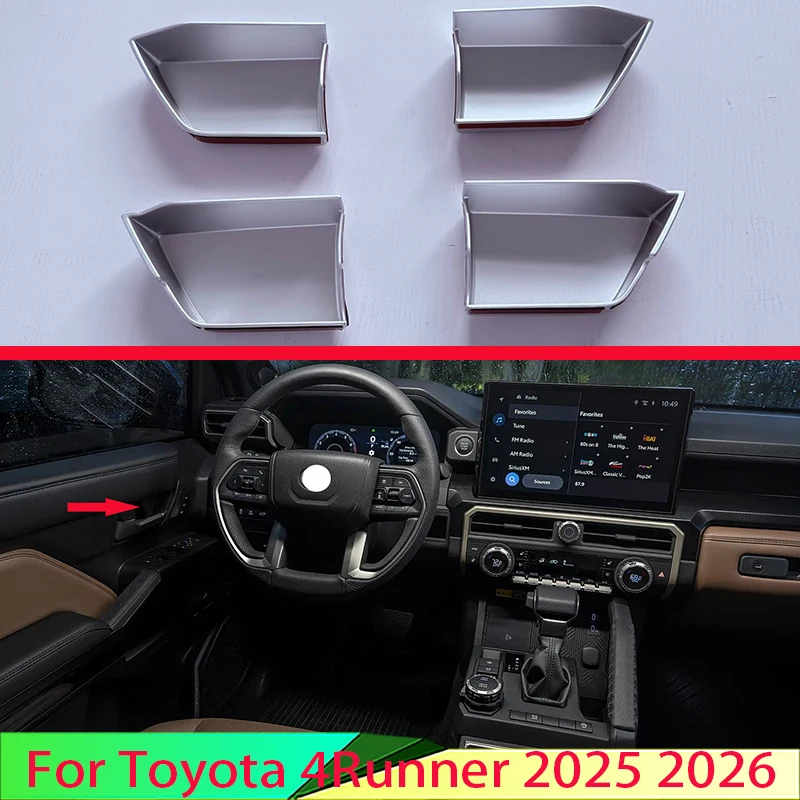 

For Toyota 4Runner 2025 2026 Car Accessories ABS Inner Door Handle Cover Catch Bowl Trim Insert Bezel Frame Garnish