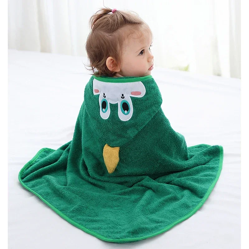 Cute Cartoon Hooded Baby Towel Soft Cotton+Bamboo 75*75cm Infant Shower Gift Bebe Swimming Beach Bathrobe