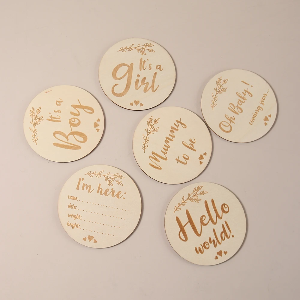 10X10CM 6pcs milestones hello world oh boy with string bag my first christmas Growth Keepsake Baby's Journey Milestone