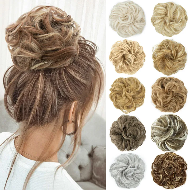 Synthetic Hair Bun Extensions Messy Curly Elastic Fake Hair Band Braid Elastic Hairpiece Tail Donut Chignon For Women
