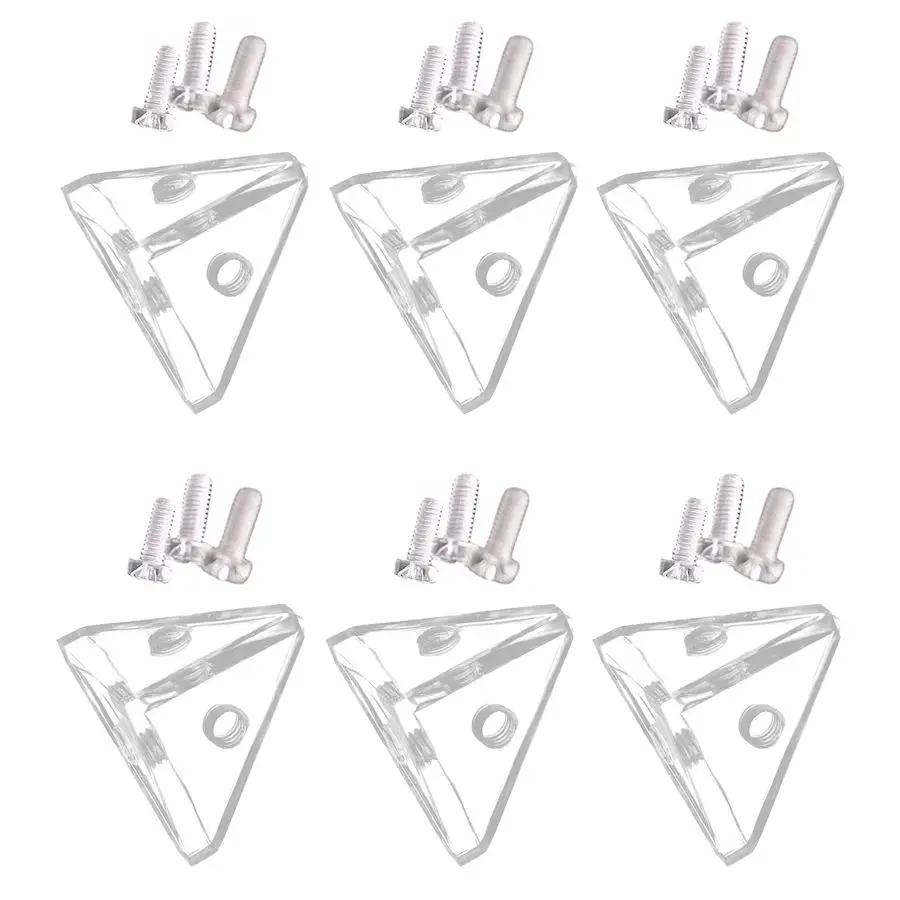 

Cheap 200PCS Transparent Triangle Acrylic Angle Codes Right Angle Furniture Corner Braces Joint Holder Brackets Connectors+Screw