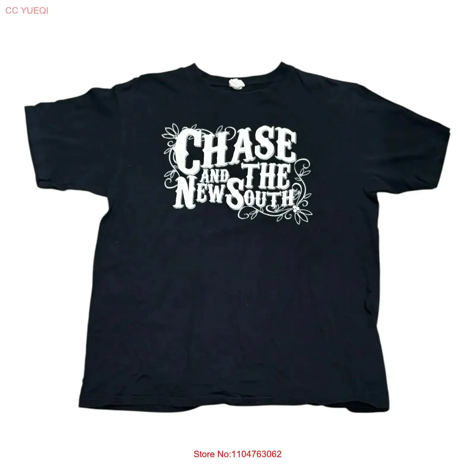 Chase and the New South Black T Shirt Men s Large Anvil Cotton Band vintage Washed Casual graphic Top For Everyday Wear