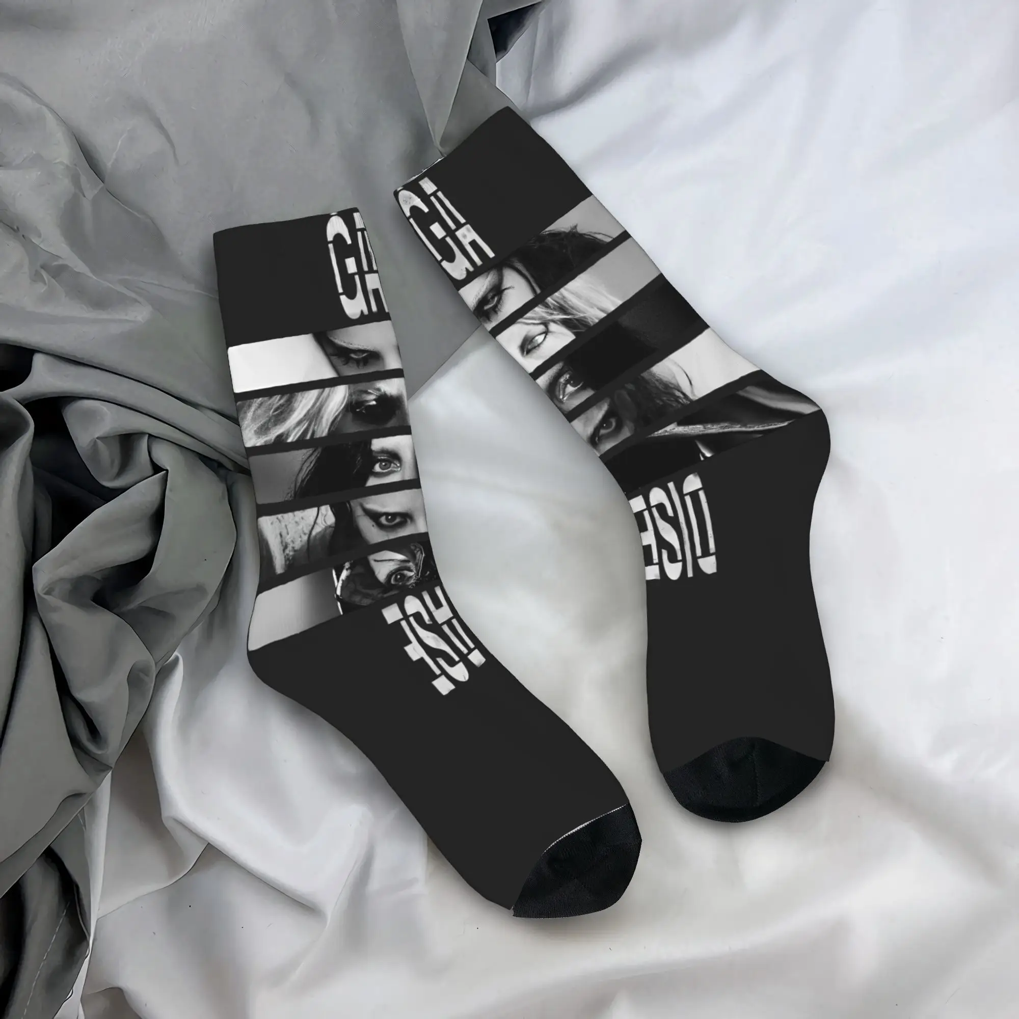 

Ladys Gaga Socks Custom Stockings Anti Sweat Unisex Men Socks Medium Soft Autumn Harajuku Cycling Socks