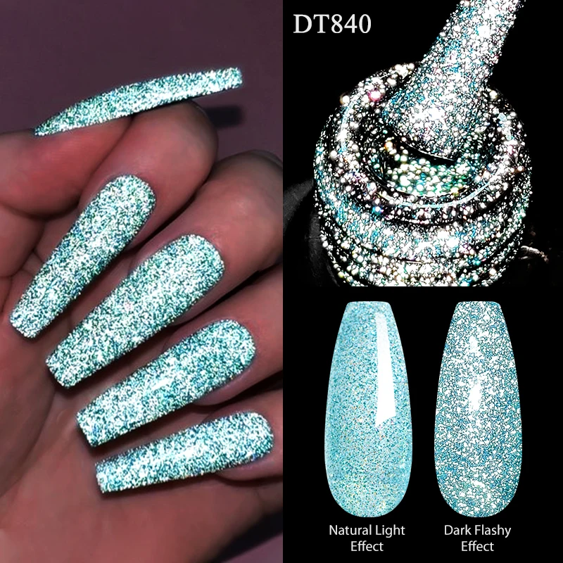 7ML Reflective Glitter Gel Nail Polish Summer Nails Sparkling Flash Glitter Gel Polish Semi Permanent Varnish Soak Off UV Gel