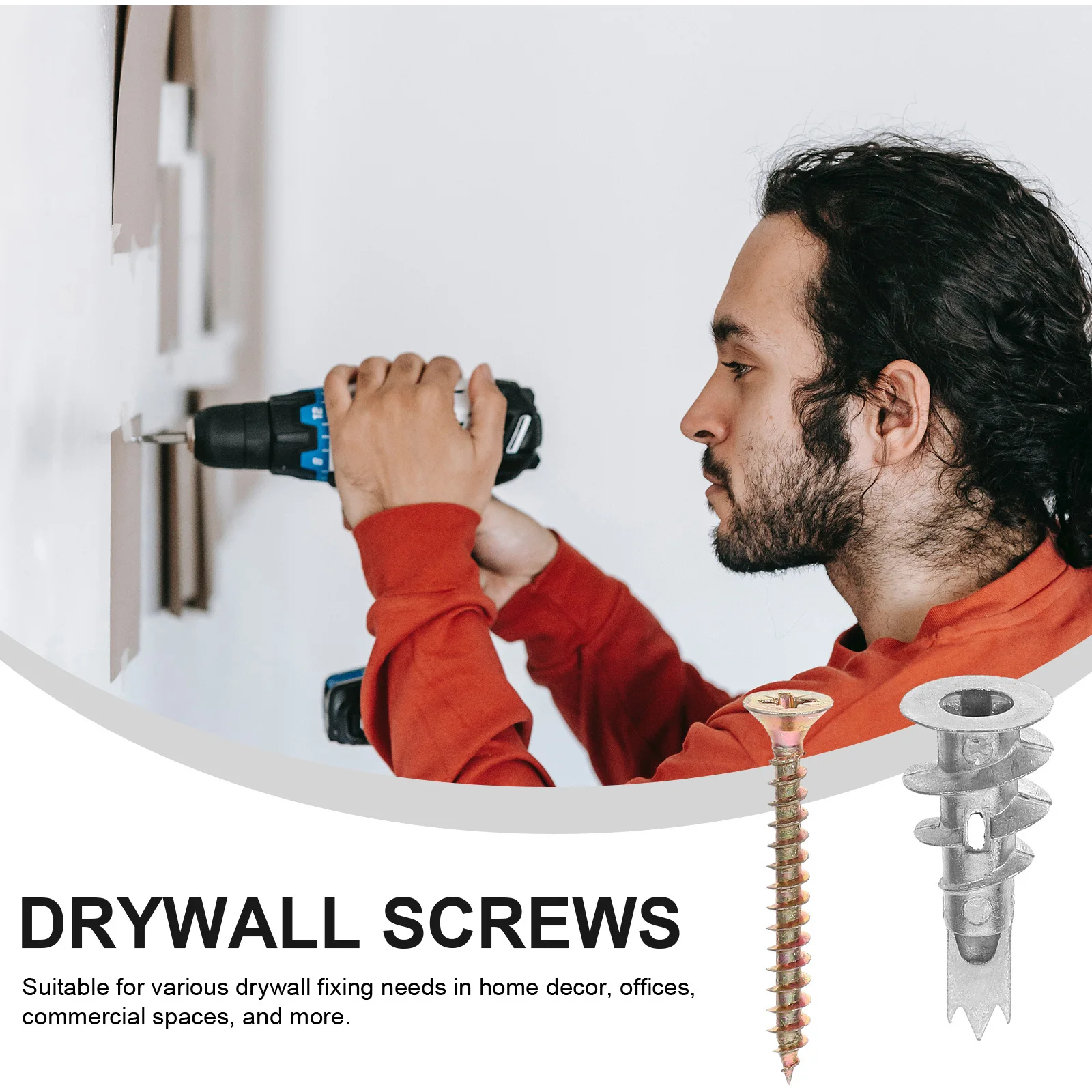 

20 set Spiral Expansion Plug Drywall Anchors Self-Drilling For Hollow Wall Fastening Zinc Alloy Screw Anchor Set