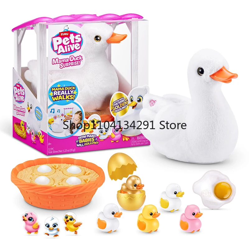 

ZURU Pets Alive Mama Duck Surprise Electric Pet Toy Model Egg Baby Ducklings Walking Interactive Girl Toys Gift Idea Collectible