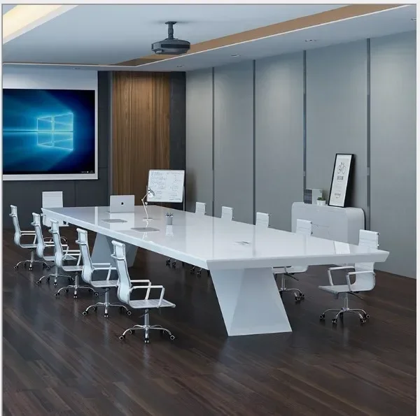 Conference Room Table Design Office White Quartz Stone Corians Marble Top Modern Long Conference Table ,Office Desk Table