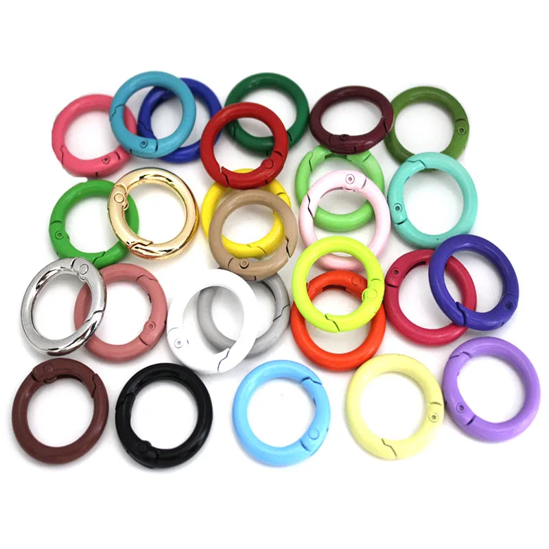 10PCS Spring Clasp Round Carabiner Hook Colorful Alloy Keychain Clip Hooks For Making Jewelry Key Ring Connector DIY Findings