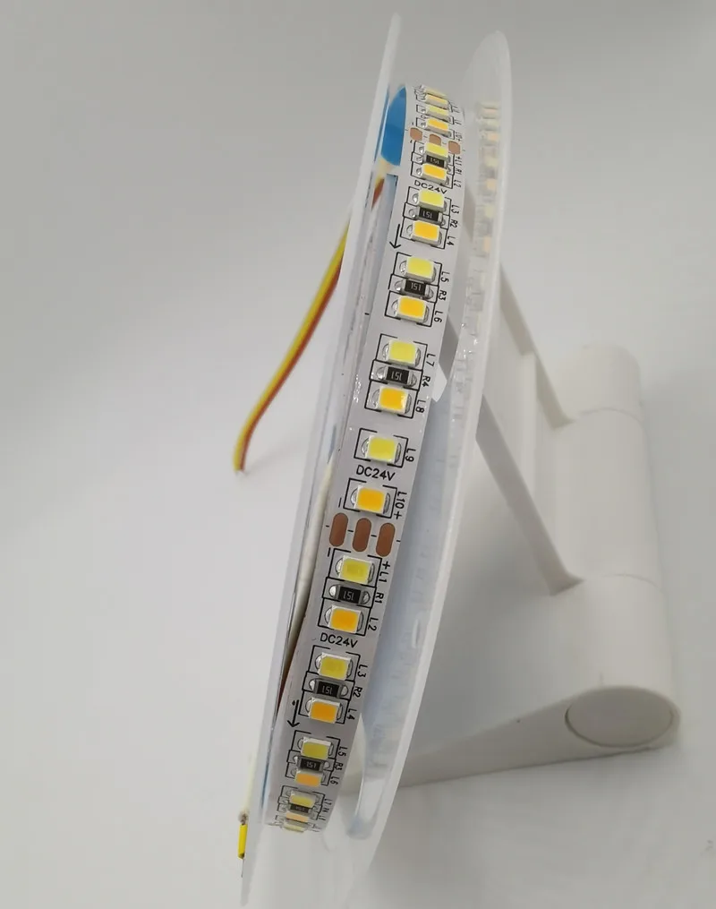 DC12V/24V مصلحة الارصاد الجوية 2835 CCT المزدوج الأبيض عكس الضوء LED قطاع ضوء WW CW درجة حرارة اللون قابل للتعديل مرنة LED الشريط الشريط 5 متر