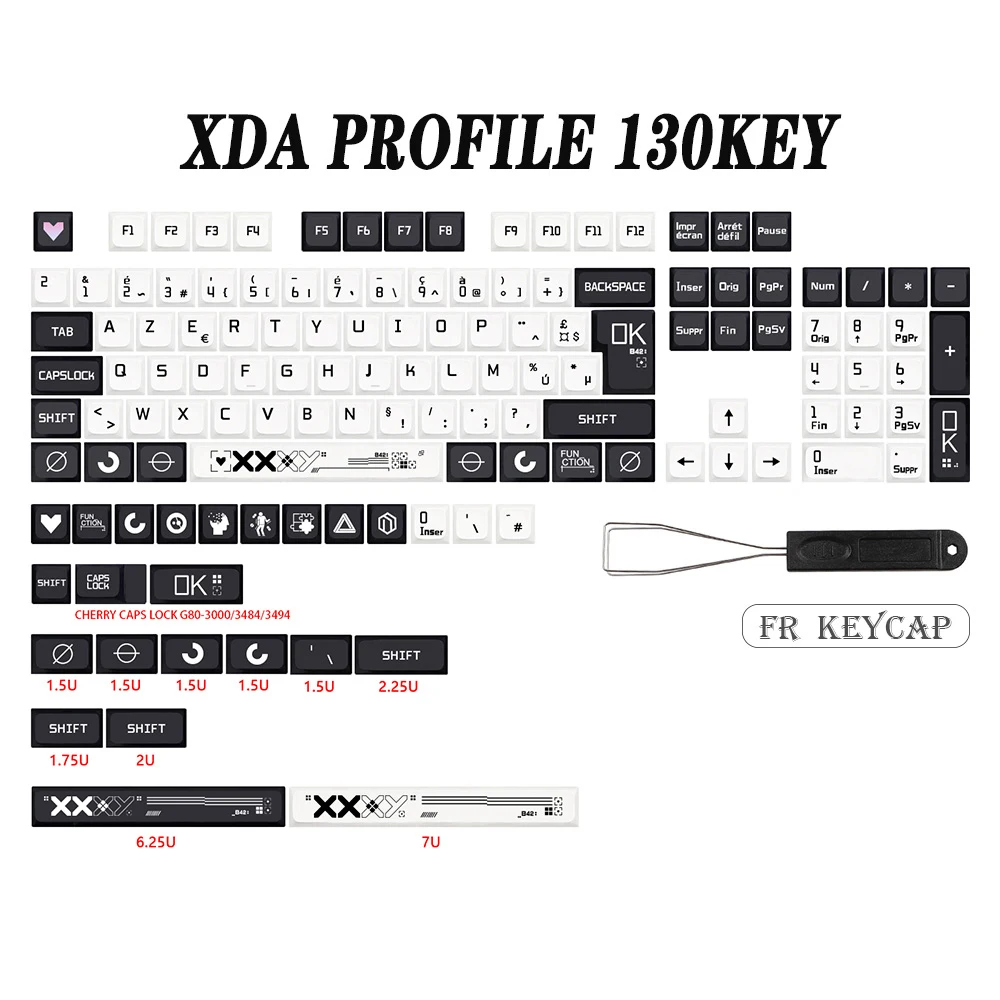 Printstream Theme XDA Keycap tedesco francese spagna ISO Dye Sub Keycaps per TKL87 GMMK Pro 7u AZERTY Keyboard Cap Set personalizzato