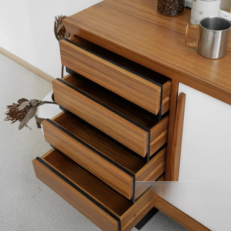 

Nordic retro solid wood side cabinet | High-quality all solid wood material, floor-to-ceiling storage low cabinet |