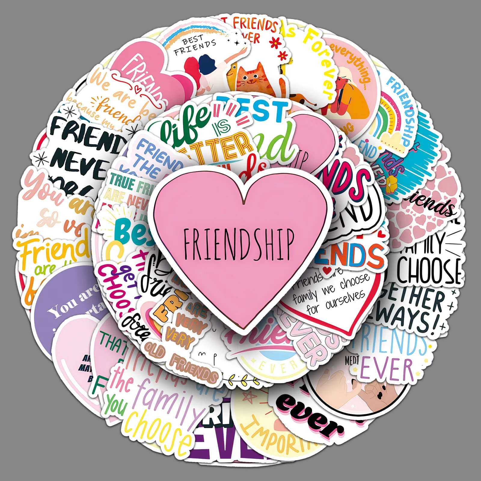 

51PCS Friendship Stickers Friends English Phrases Cartoon Waterproof Graffiti Decals Toy Gift DIY Scooter Scrapbook Guitar