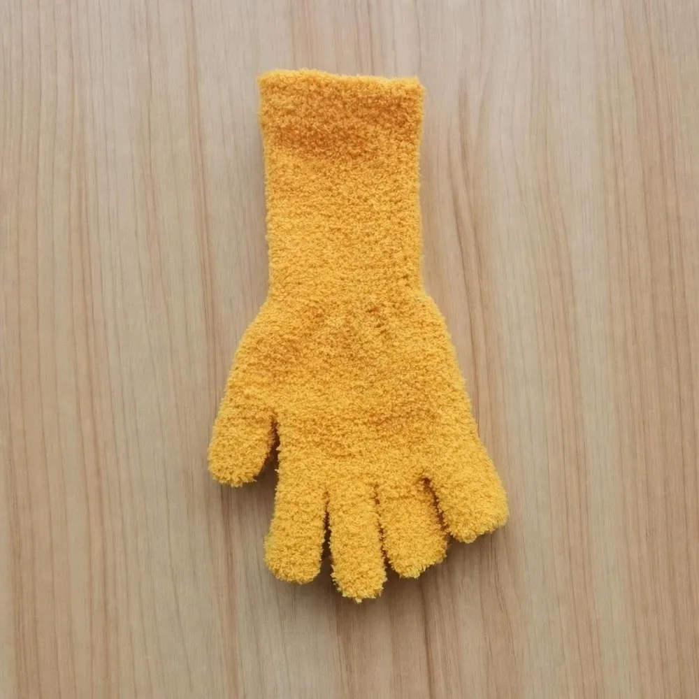 Cozy Solid Color Half Finger Gloves Coral Fleece Thicken Knitted Gloves Touchscreen Elastic Cuff Warm Gloves Outdoor