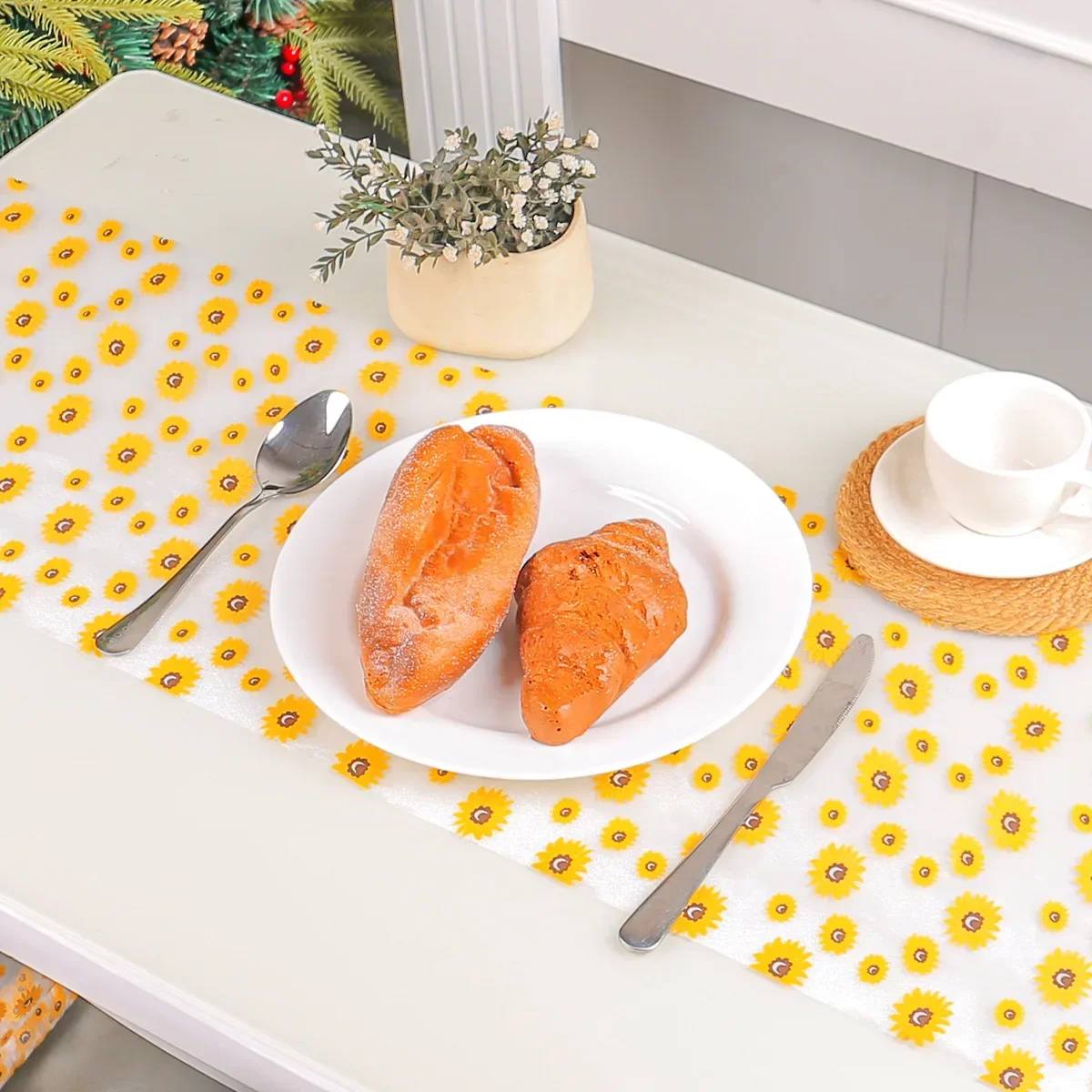 

Скатерть с подсолнухами, сетчатая рулонная подстилка для обеденного стола, марлевая скатерть для стола на день рождения, свадьбу, домашний декор для столовой