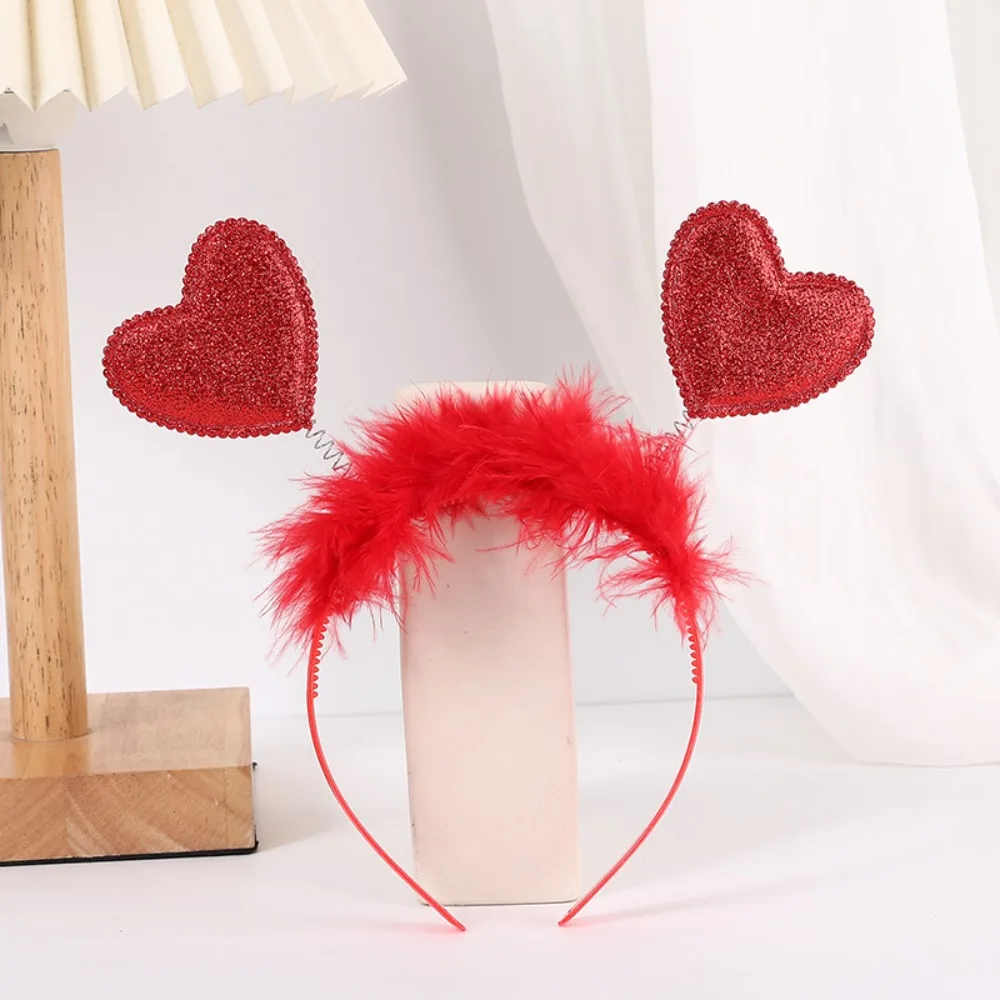 Cerceau de cheveux confettis, bandeau d'amour rouge, bandeau en forme de cœur de pêche rouge, lunettes rouges, coiffure pour la saint-valentin