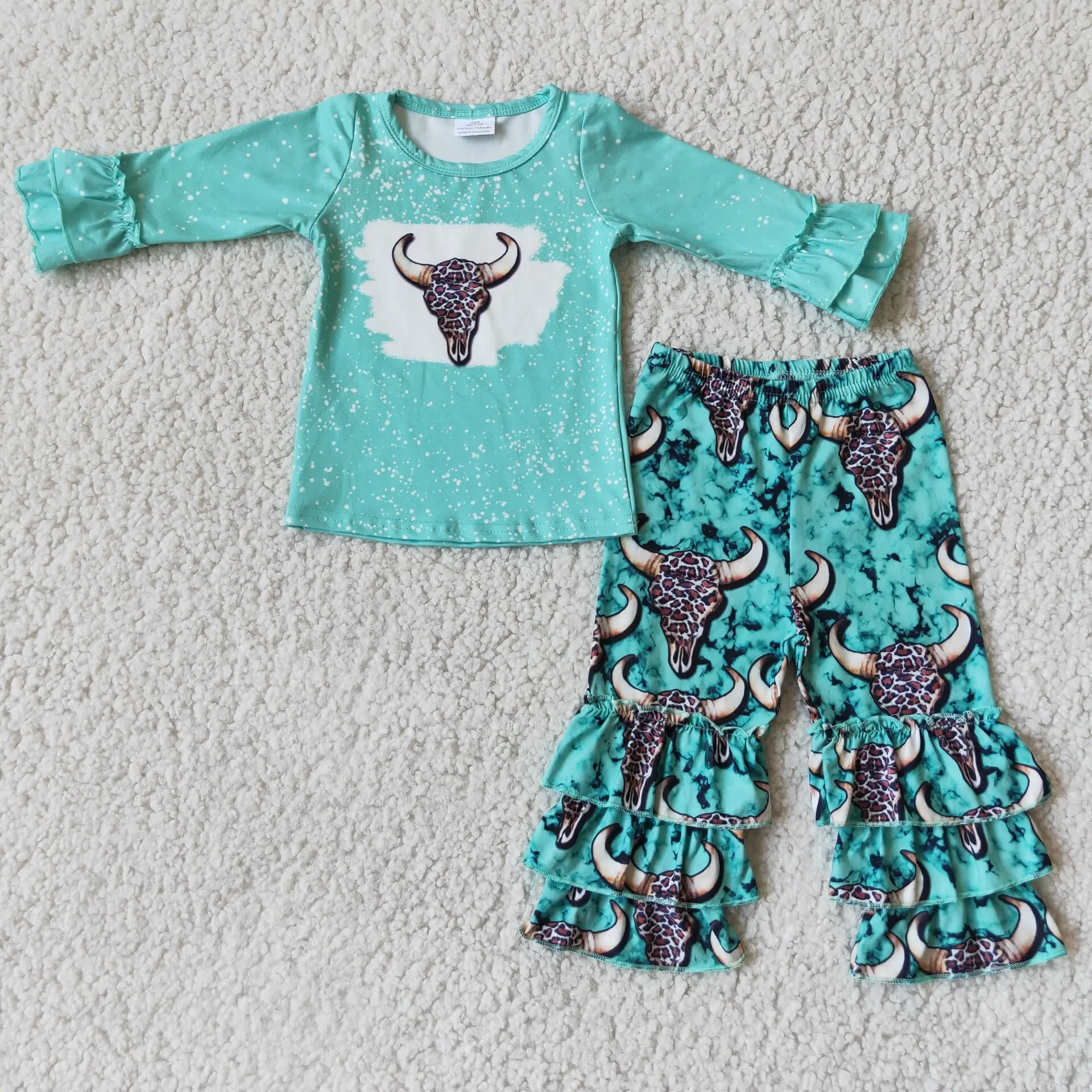 6 A17-15 Wholesale baby girl clothes rose red leopard long sleeve pants sets Summer Boutique kids clothes girl sets