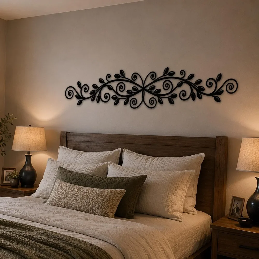 Oversized Floral Vine Metal Wall Art, Botanical Decor for Bedroom, Ideal Housewarming Gift