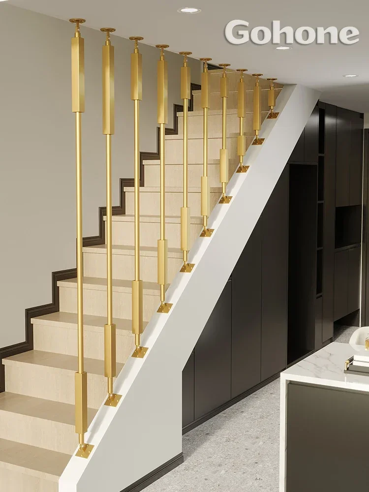 

Customized Art staircase handrail guardrail side mounted household fence Interior self-mounted attic light luxury railing