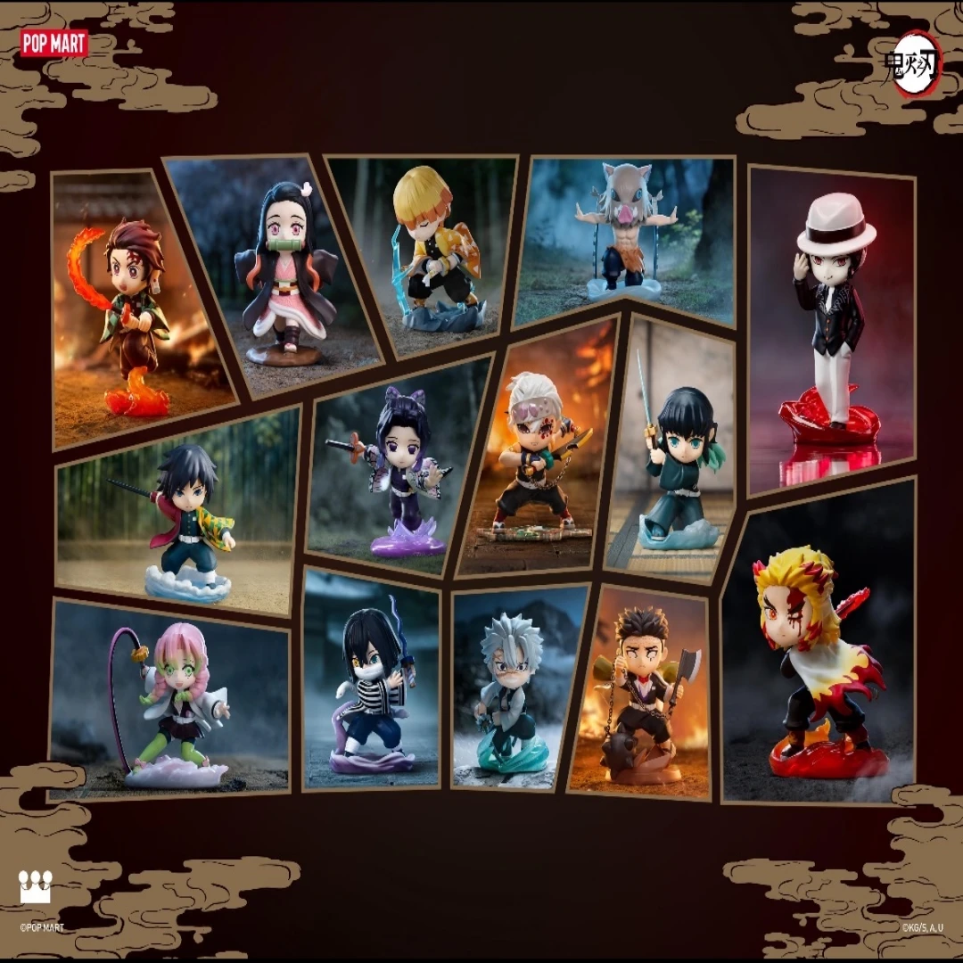 POPMART Demon Slayer Kimetsu No Yaiba Battle Series Trendy Blind Box Toys Guess Bag Mystery Box Doll Anime Figure Ornament