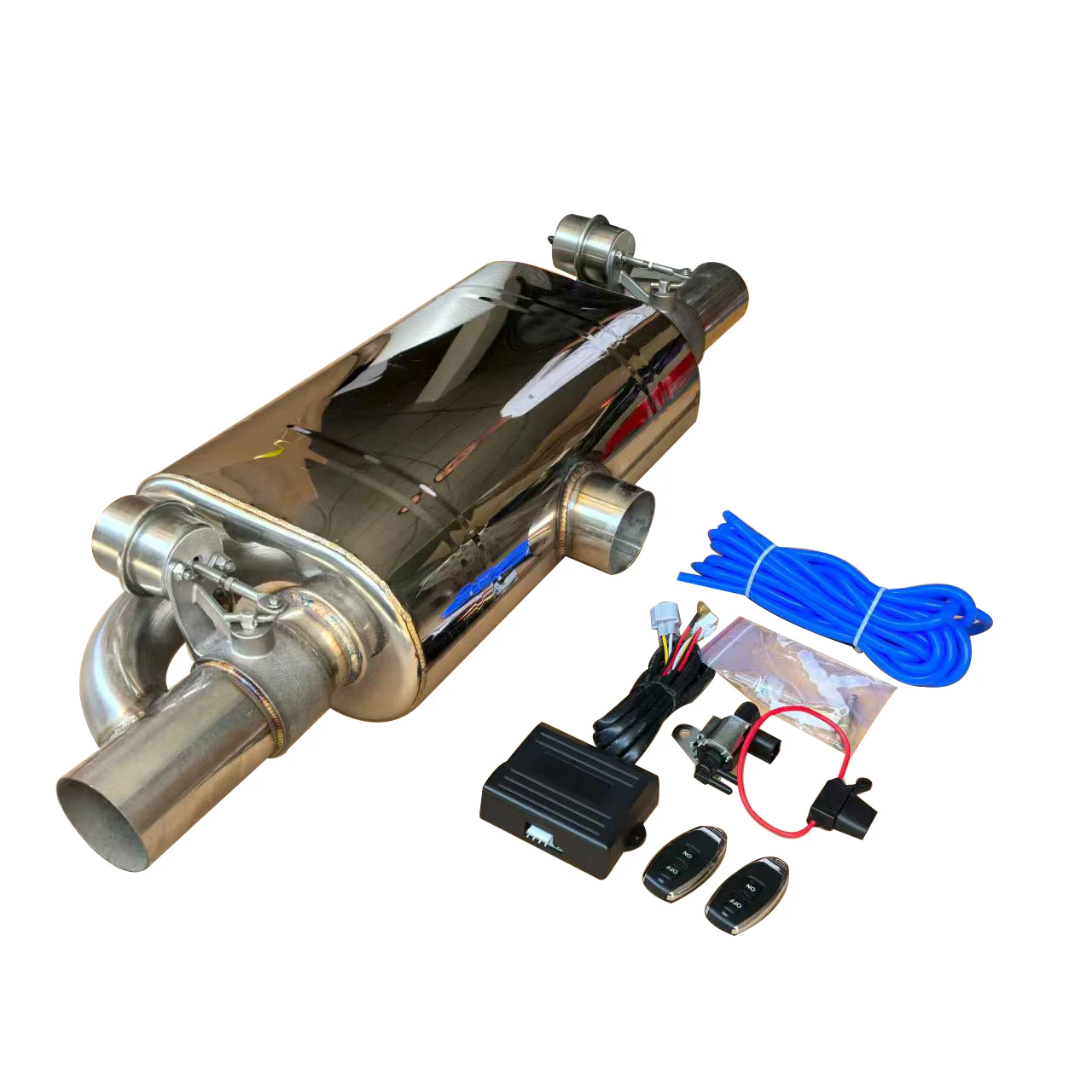 

Automobile exhaust pipe valve one-in two-out universal exhaust cut-off valve remote control device 51 63 76mm
