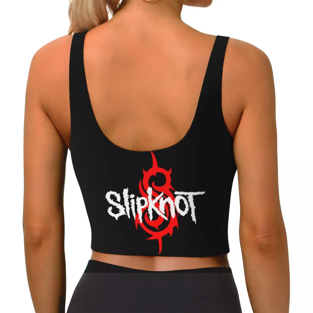 Custom Slipknots Workout Crop Tank Tops for Women Seamless Heavy Metal Rock Music Gift Running Yoga Sports Bras