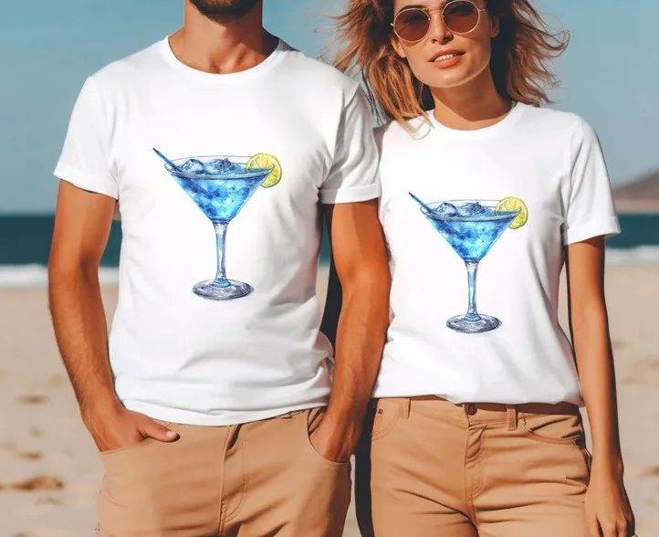 Hawaiian Cocktail Watercolor T-shirt, Beach-Inspired Tees