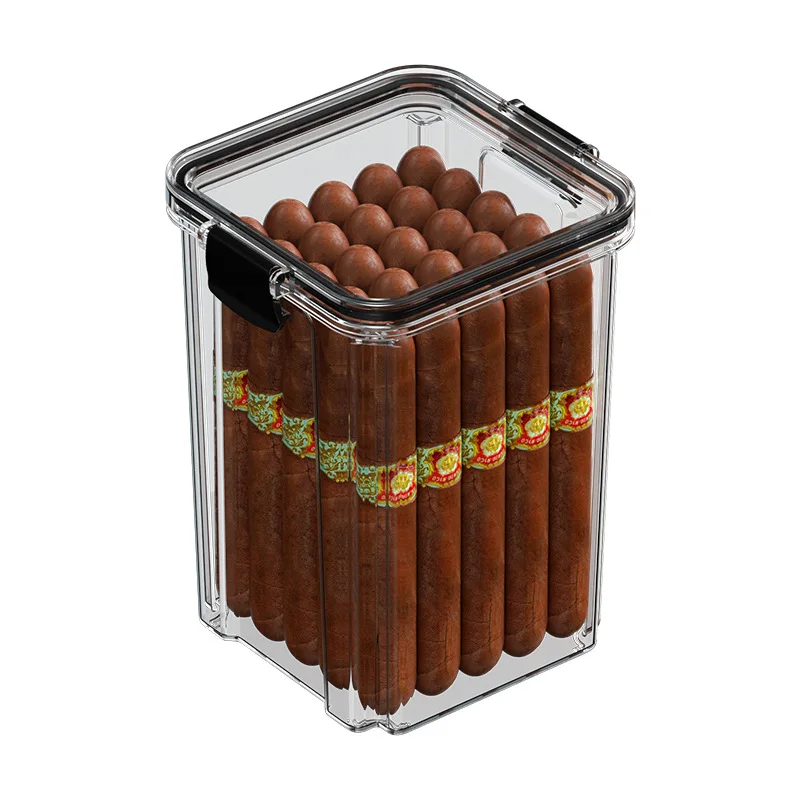 

PP Material Cigar Sealed Humidor Moisture Retention Cigar Storage Box Transparent Desktop Cigar Humidor CaseCigar Collection