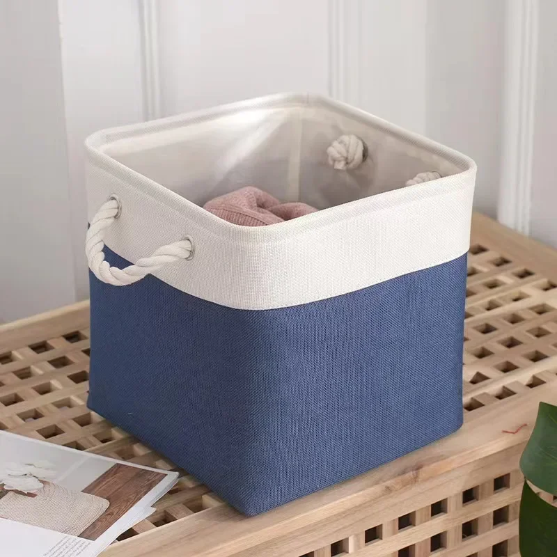 Used for Basket Storage in Bedroom or Living Room Linen Foldable Basket with Lining Baby Sundries Diaper Storage Bag,