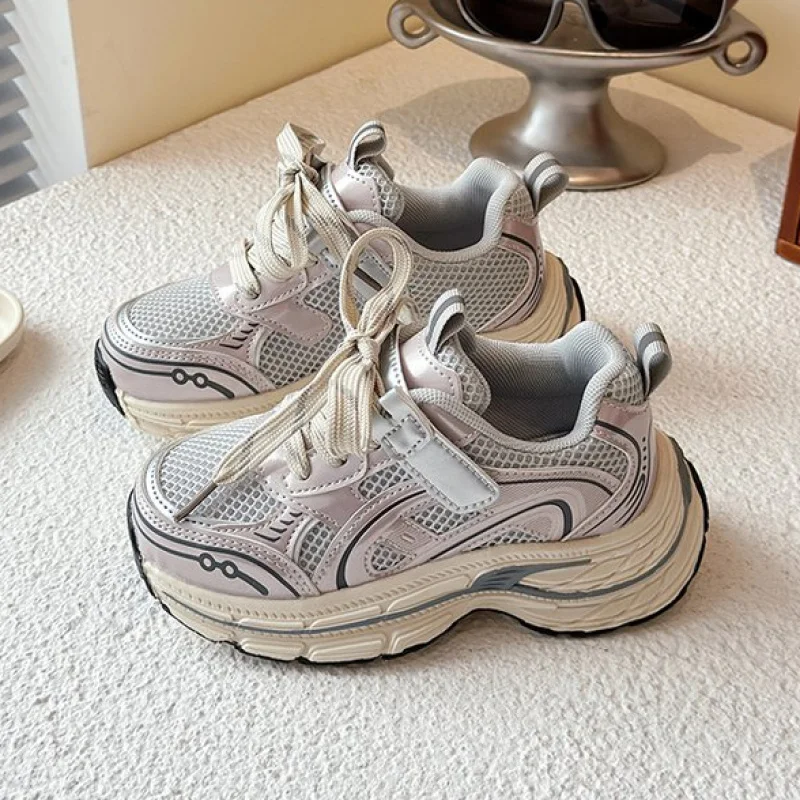 

PU Leather Sport Shoes For Children Anti-slippery Breathable Teenager Kid's Sneakers 2026 Trend Fashion Running Footwear