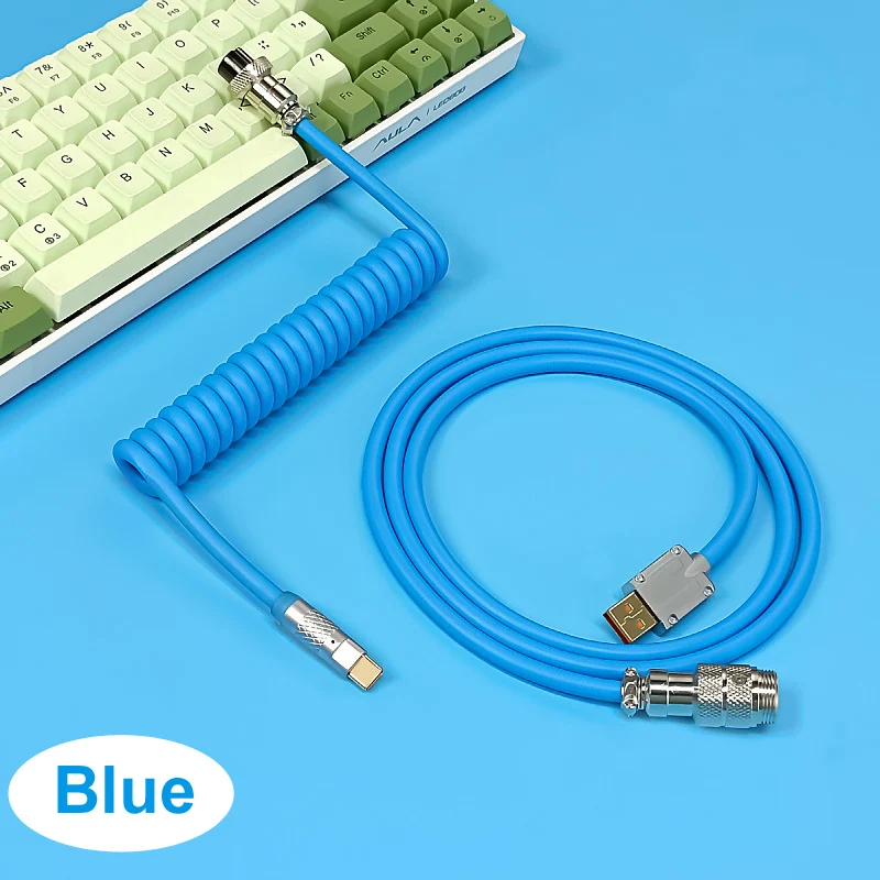 Teclado mecánico en espiral de PU 1,8 de 6,0 M, Cable de luz de Color RGB GX16, tipo C, USB, Cable de carga para teclado en espiral para juegos