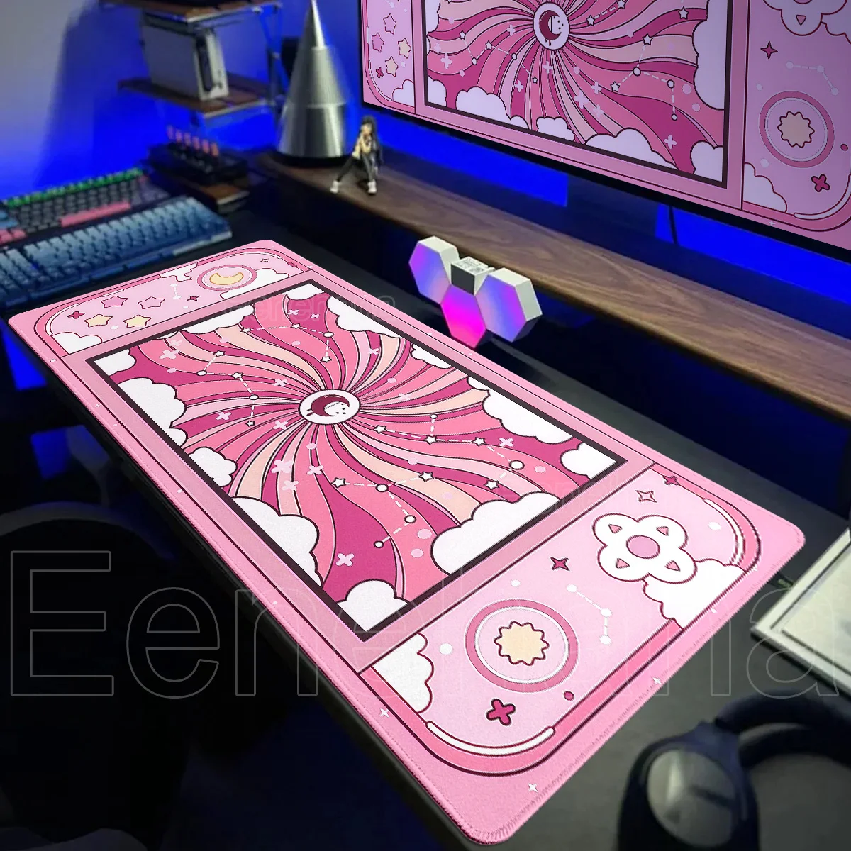 Blue Pink Clouds Gaming Mouse Pad Large Switch Moon Rubber Laptop DeskMat Office XXL HD Keyboard Expansion Pad Gamer Accessories