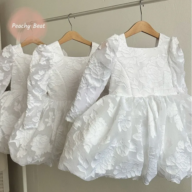 Baby Girl Princess Lace Tutu Dress Infant Toddler Child Long Sleeve Bow Vestido Xmas Wedding Birthday Party Baby Clothes 1-12Y