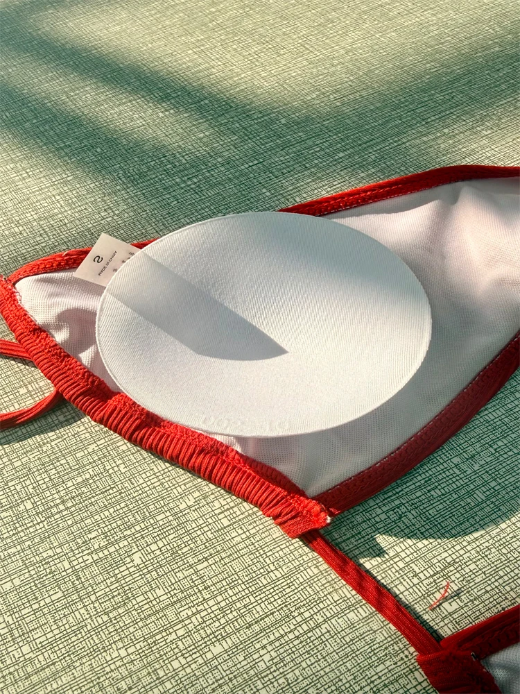 Damen-Bademode-Bikini-Set, zweiteiliger Badeanzug mit überkreuzten Krawatten, Sommer-Strandbekleidungs-Bikini-Set für Damen