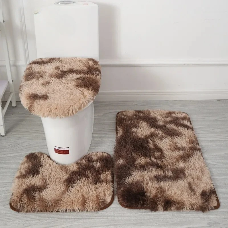 

Non-slip Shaggy Rug Bathroom Mat Set Toilet Trio Absorbent