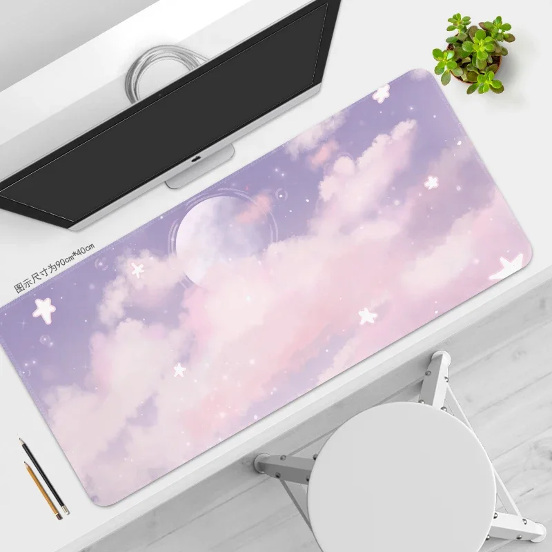 Alfombrilla de ratón de tela rosa cielo Extra grande, bonita alfombrilla de escritorio para ordenador de oficina para mujer, cojín para mesa de estudiante, alfombra para teclado, alfombra para escritorio de escritura