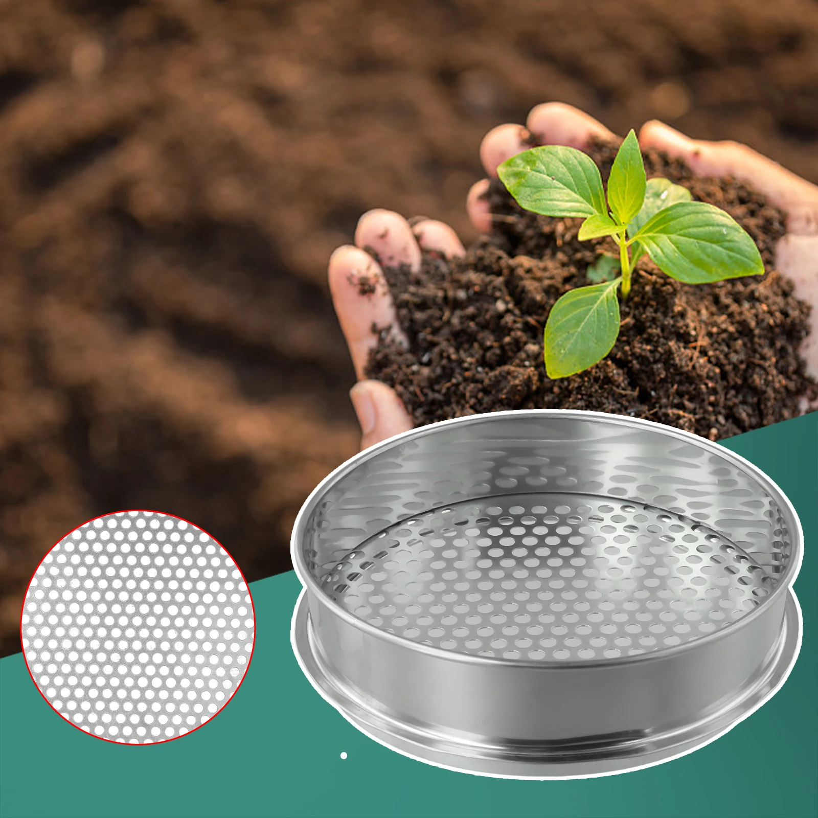 6/7/12mm Garden Soil Sieve Metal Round Home Garden Plants Riddle Soil Sieve Mesh Separating Plant Pot Tray Hole Bottom Pad