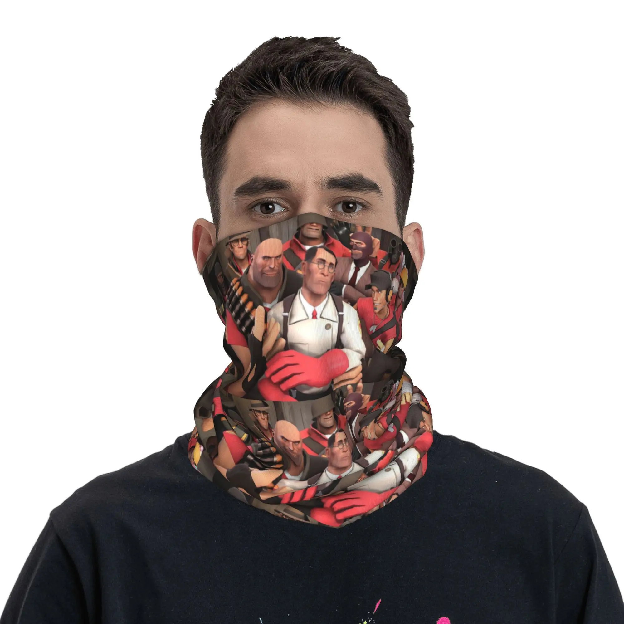 Team Fortress 2 Medic Bandana Pescoço Gaiter Impresso Lenço Facial Multifuncional Máscara Facial Ciclismo Para Homens Mulheres Adulto Lavável