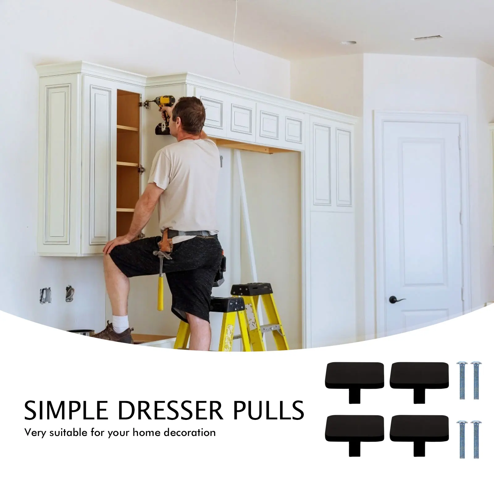 

4Pcs Aluminum Cabinet Knobs Modern Simple Drawer Pulls for Dresser Wardrobe Cupboard Installation Simple Dresser Pulls