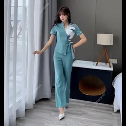 Beautician Technician New Autumn and Winter Health Club Beauty Salon Spa Pedicure Shop Women's Two-piece Overalls Size S-3XL