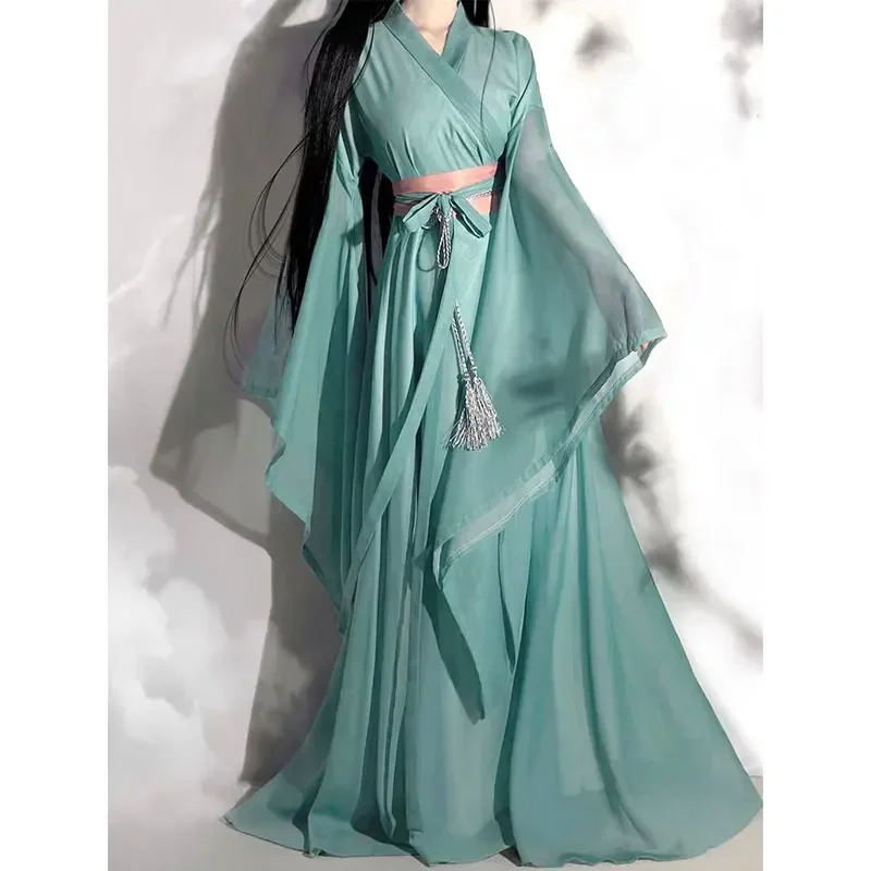 Chinese Hanfu Women Chinese Traditional Cosplay Costume Fairy Ancient Clothing Pink Green Dress Birthday Party Daily Work Wear