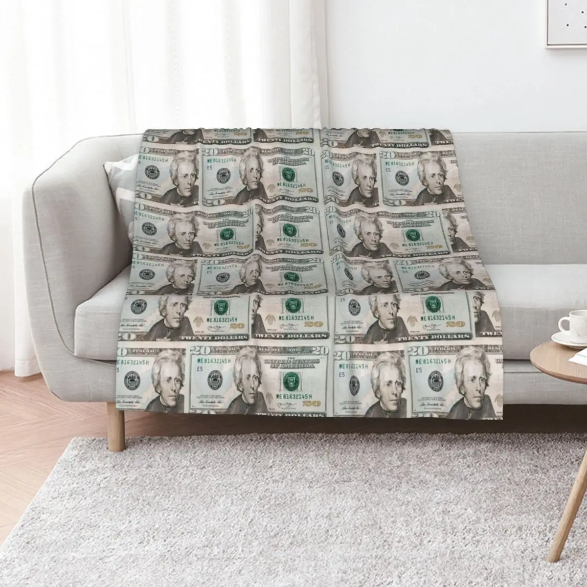Money Pattern $20 Dollars USD Throw Blanket for sofa Decorative Throw Luxury Brand Large Thins Flannel Blankets