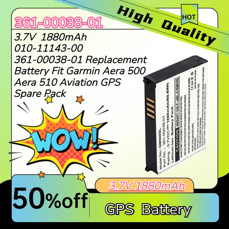 3.7V 1880mAh 010-11143-00 361-00038-01 Replacement Battery Fit Garmin Aera 500 Aera 510 Aviation GPS