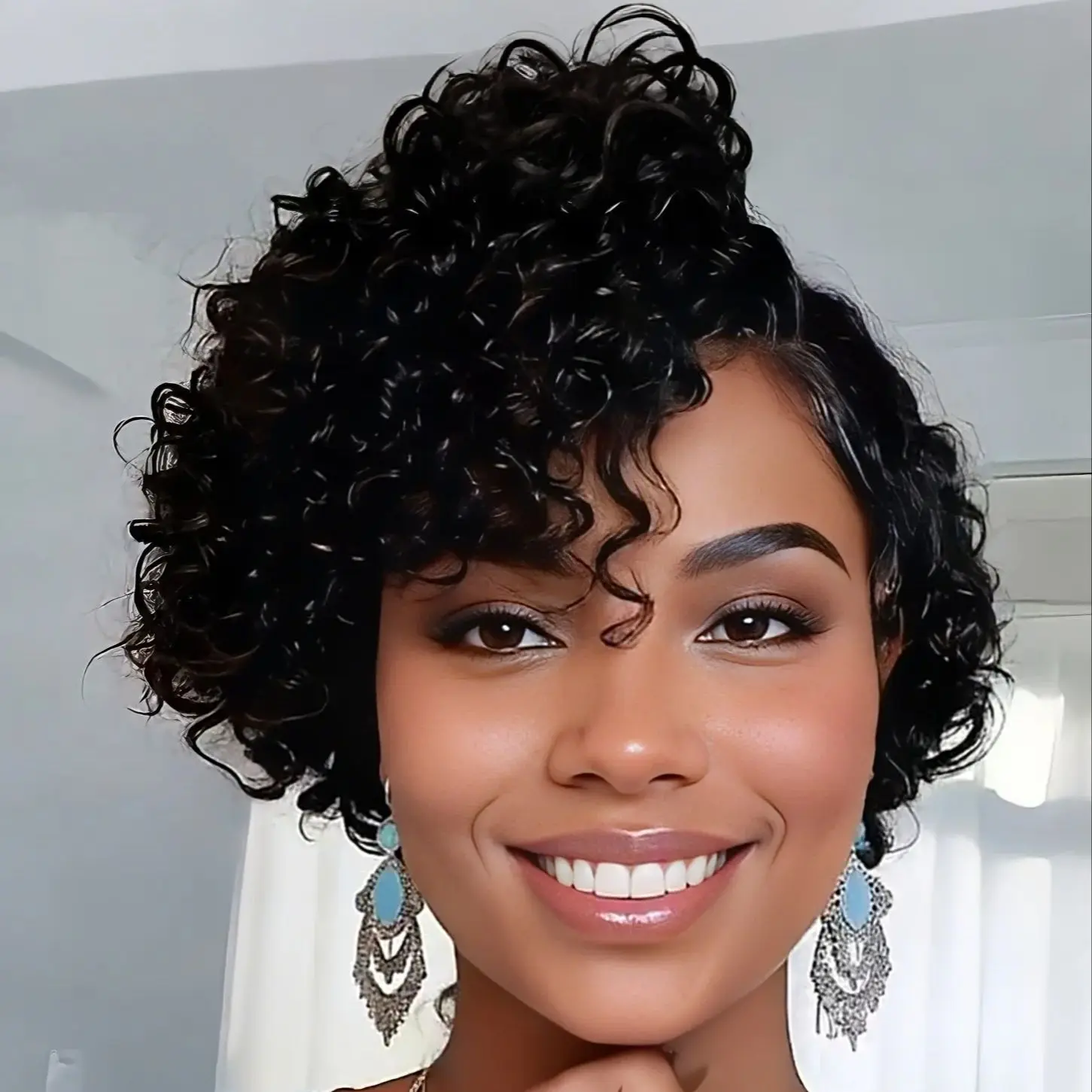 

Короткий парик из натуральных волос с эффектом водной волны, стрижка пикси, 13x4x1, с T-образной частью, кружевной передней частью, предварительно выщипанный, с детским волосом