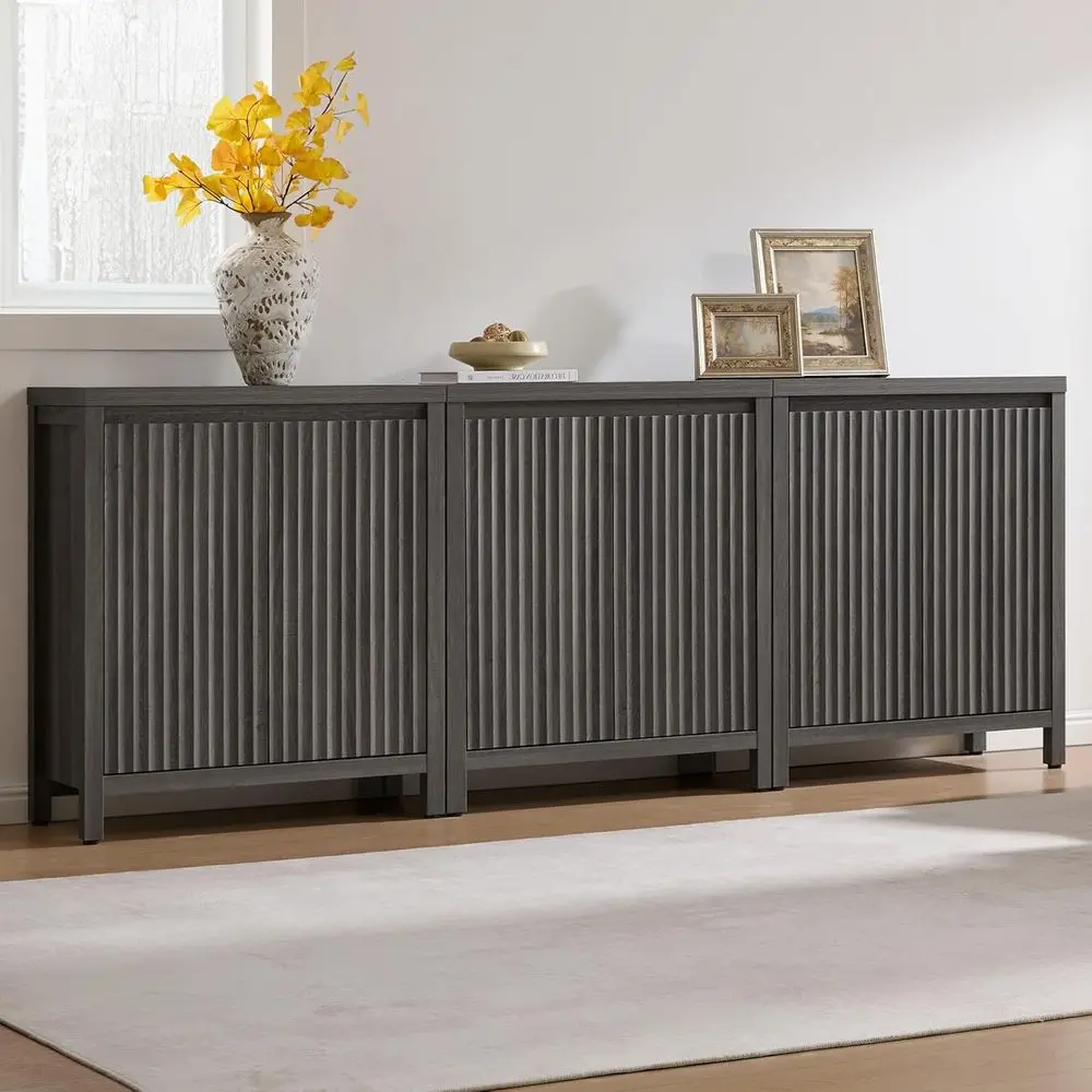 

Комплект из 3-х шкафов для хранения из черного дуба для кухни, гостиной и прихожей с регулируемыми полками