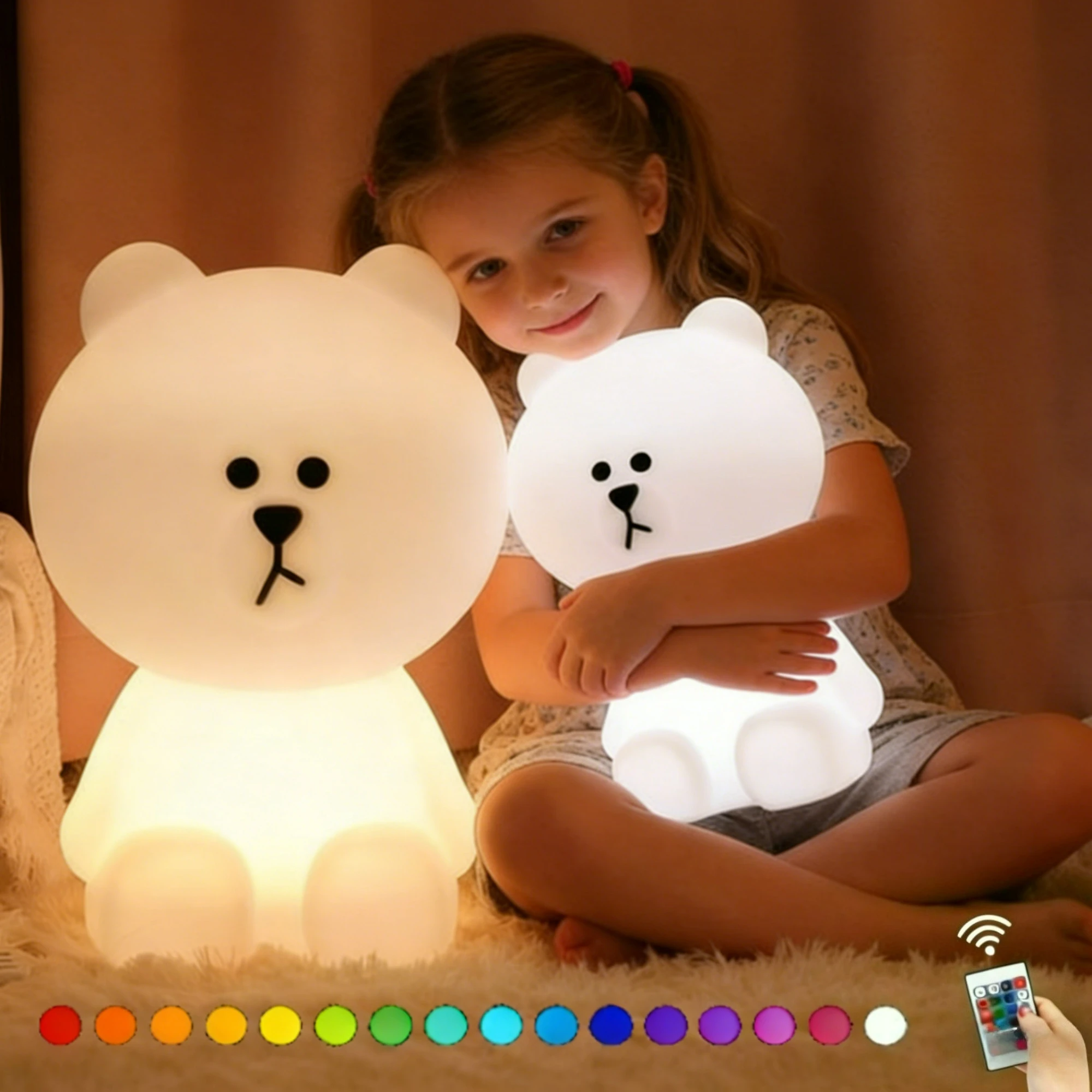 LED Cute Bear Mood Light Night Lamp Children\'s Bedroom Bedside Lights LED Table Light Living Room Floor Light Birthday Gift