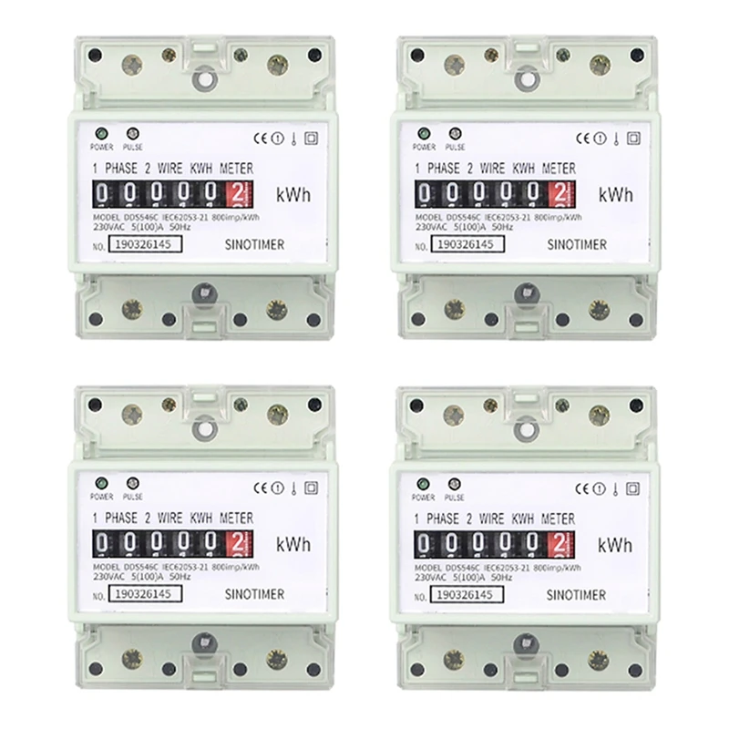 Hot 4X Electric Single Phase Two Wire AC 220V 100A Energy Meter Kwh Counter Consumption Analog Electricity Wattmeter(A)